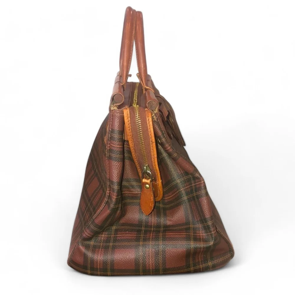 RALPH LAUREN Tartan Plaid Doctor's Boston Weekend Suitcase Briefcase Travel Bag